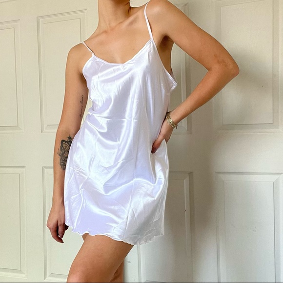 White Satin Slip Dress - Picture 5 of 5